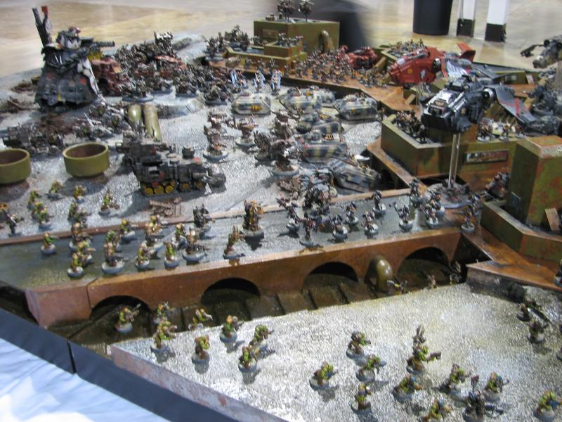 Closer look at the orks on a display table.