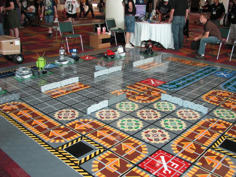 Gaint Robo Rally board using lego robots at GenCon