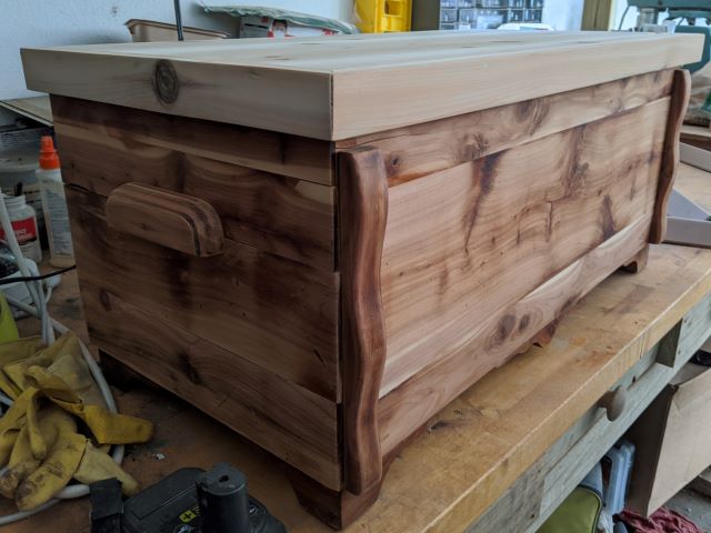 The chest after it was put together and sanded